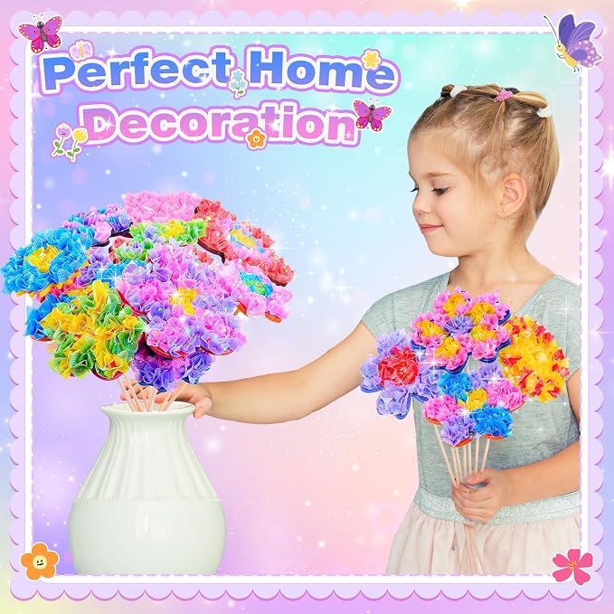Arts and Crafts for Girls Ages 4-12, Poke Art Flower Bouquet - Image 3