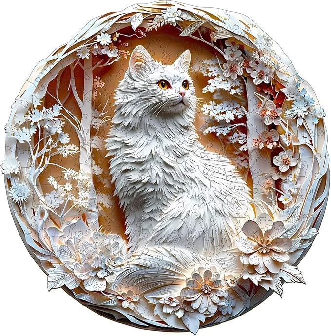 Wooden Puzzles Adults, 3D Cats Wooden Puzzles 300 Pieces, Unique Animal Shaped by Jollitot