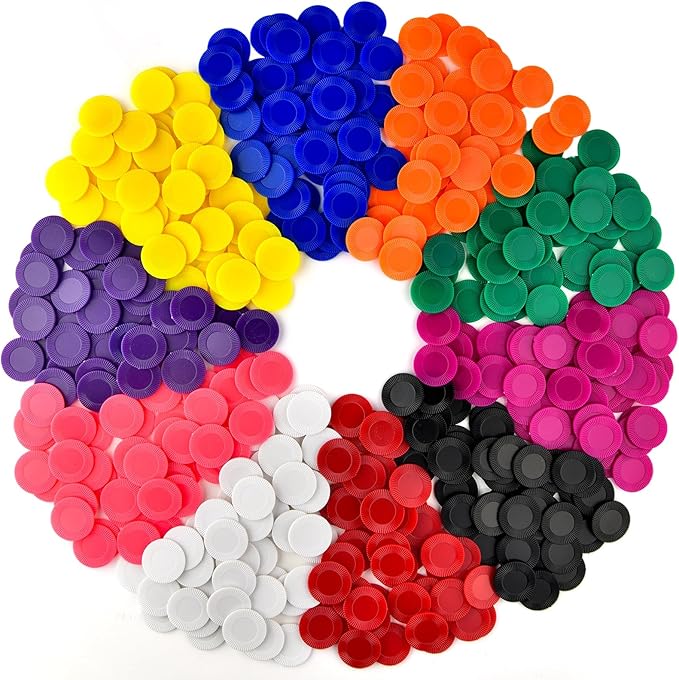 Coopay 1000 Pieces 10 Colors Plastic Poker Chips, 1 Inch Bingo Chips Bulk by Coopay