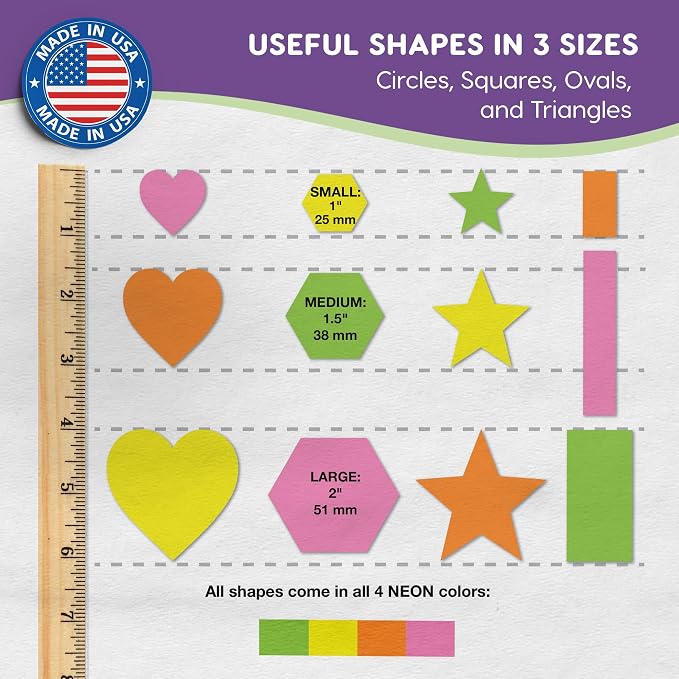 Basic Shapes 2: Hearts, Rectangles, 696 Pieces US Made Card Stock Punch Out - Image 3