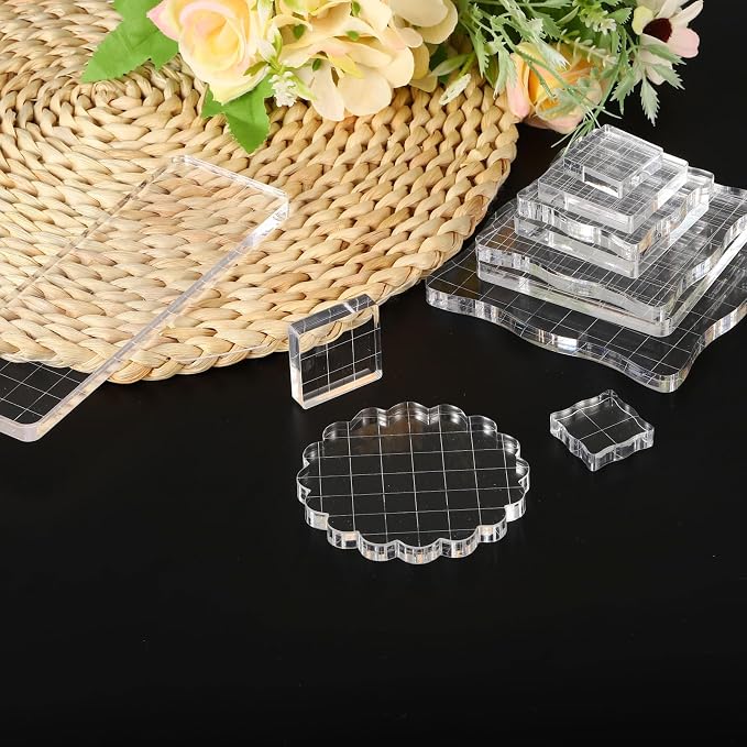 PATIKIL 2" x 2" Acrylic Stamp Block, 2 Pack Clear Stamping Block - Image 7