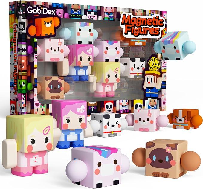 GobiDex 8PCS Magnetic Figures Playset Rotatable Animal & Character Toys by GobiDex