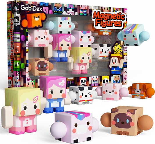 GobiDex 8PCS Magnetic Figures Playset Rotatable Animal & Character Toys by GobiDex