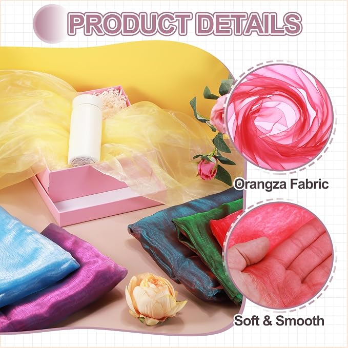 MECCANIXITY Iridescent Sheer Organza Fabric, 10 Yards x 59 Inches Solid - Image 3