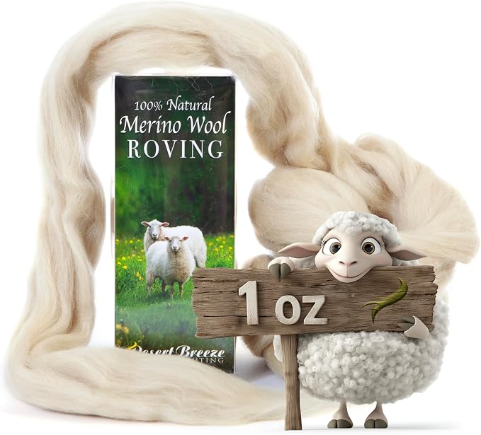 Desert Breeze Distributing 100% Natural Merino Wool Roving by DesertBreezeDistributing