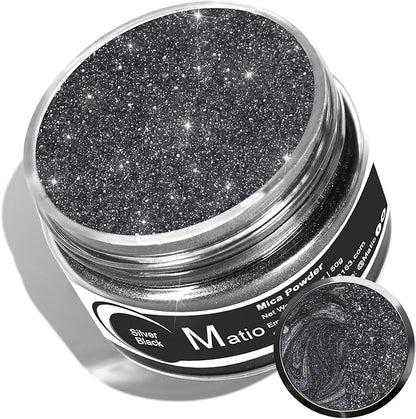 Matio Silver Black Mica Powder for Epoxy Resin, 1.8oz/ 50g Pearlescent Effect by Matio