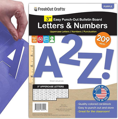 209 Pcs 3" Purple Bulletin Board Letters & Numbers, Capital Letters, Punctuation by FreshCutCrafts