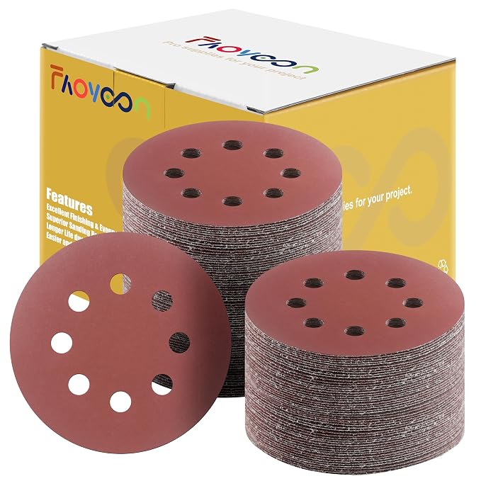 Sanding Disc 5 Inch 8 Hole, Sandpaper by Faoyoon