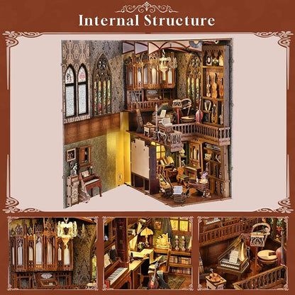 Book Nook Kit Music, DIY Miniature House Kit Book Nook, 3D Wooden Puzzle - Image 3