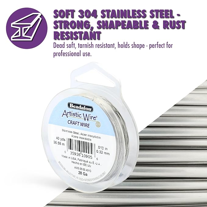 Artistic Wire, 18 Gauge / 1.0 mm Stainless Steel Craft Wire, Round Twist - Image 2