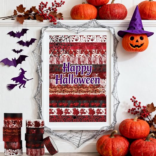 12 Rolls Halloween Washi Tape Bloody Printing Tapes Spooky Bloodstain Pattern - Image 4