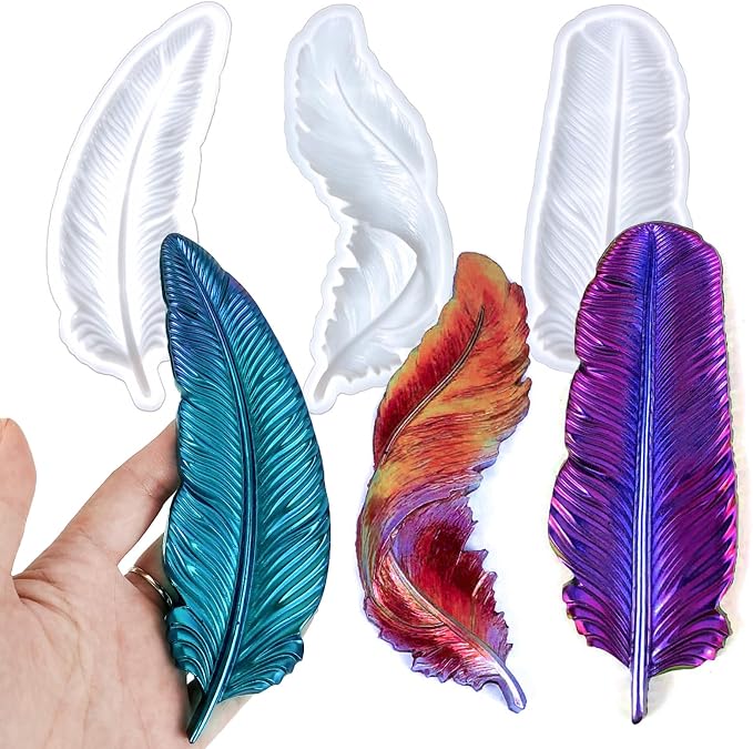 Wehous 3PCS Feather Resin Mold 3D Feather Shape Silicone Molds by Wehous