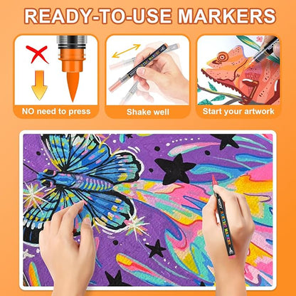 NICETY 180 Acrylic Paint Markers, Acrylic Paint Pens Brush Tip - Image 3