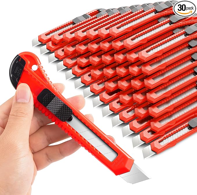 DIYSELF 30 Pack Box Cutter Retractable, 18mm Box Knife, Utility Knife by DIYSELF