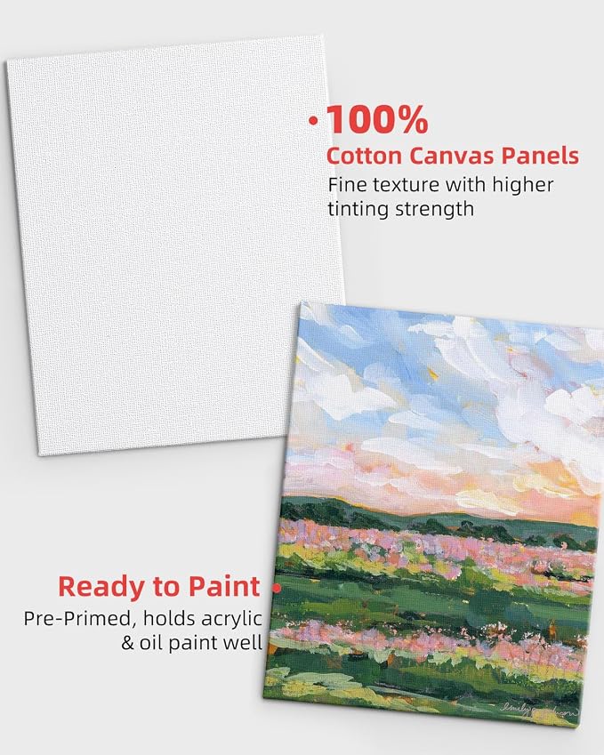 Simetufy 4 x 6 inch 12 Pack Small Painting Canvas Boards- Gesso Primed - Image 3