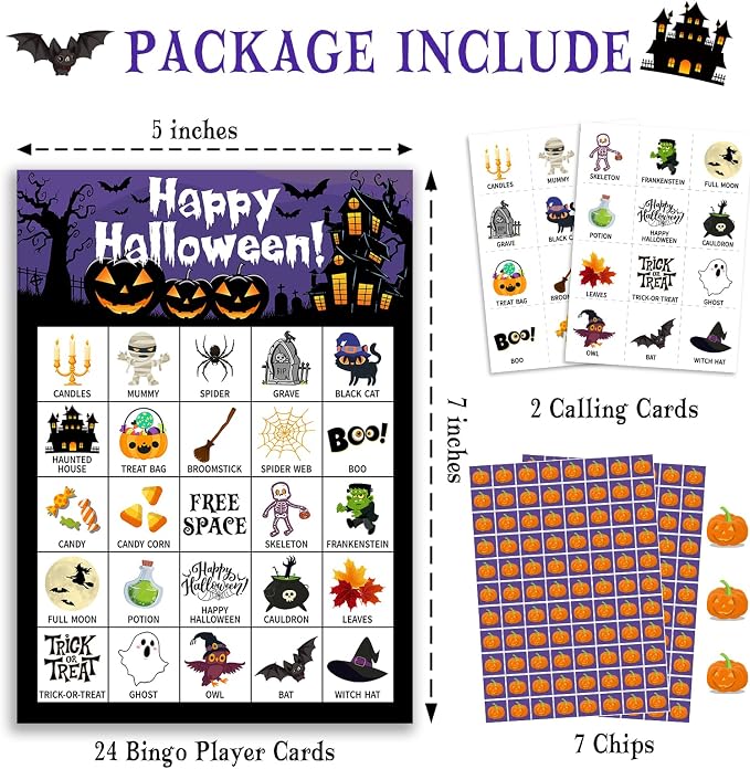 Halloween Bingo Game Cards, 24 Players Halloween Bingo Game - Image 2