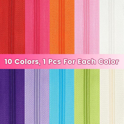 DOITEM 31 Yards 10 Pieces Sewing Zippers #3 Nylon Coil Zippers 10 Colors - Image 2