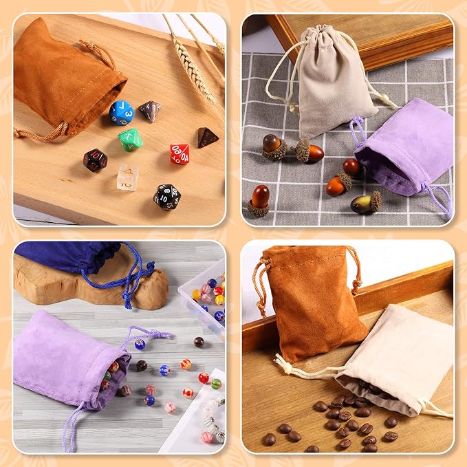 Shappy 16 Pieces Mini Dice Bags Velvet Drawstring Bag 4.1 x 3.3 Inch Drawstring - Image 3