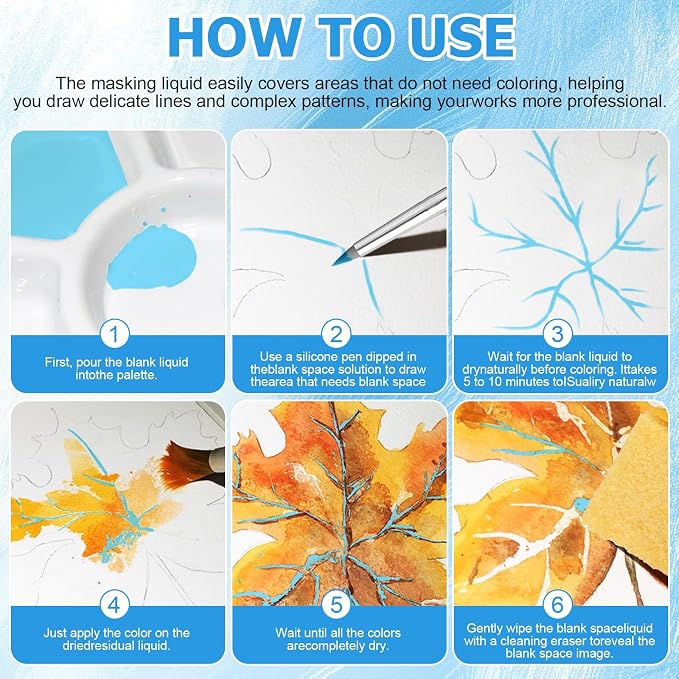 WANJAO Masking Fluid for Watercolor Painting, Liquid Masking Tape - Image 5