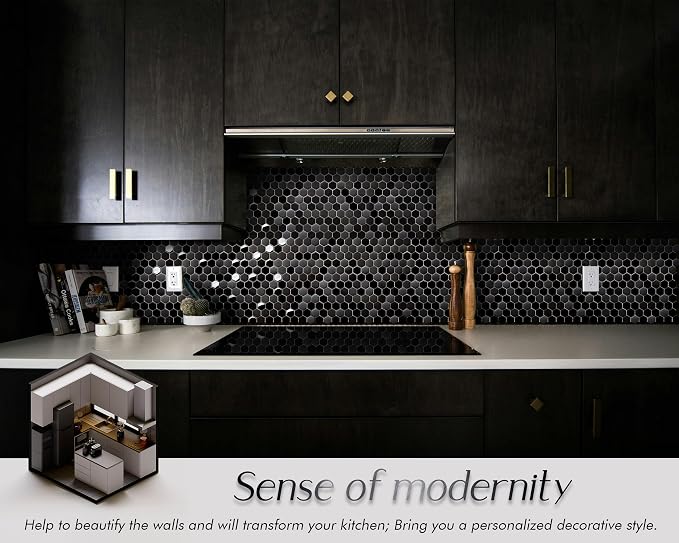 Blujellyfish Hexagon Black Tile Backsplash Metal Mosaic Wall Floor Tiles - Image 6