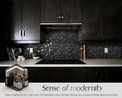 Blujellyfish Hexagon Black Tile Backsplash Metal Mosaic Wall Floor Tiles - Image 6