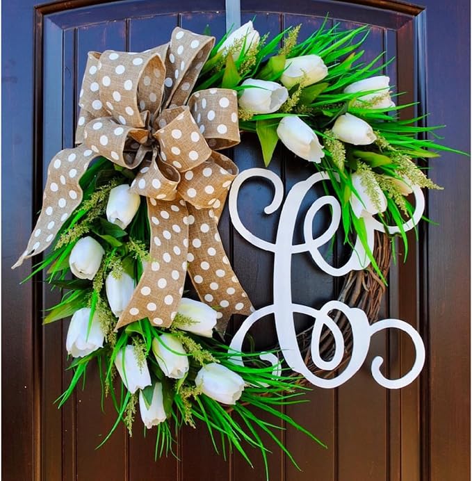 Burlap Ribbon Wired, Farmhouse Rustic White Dots Ribbon - Image 4