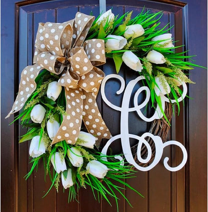 Burlap Ribbon Wired, Farmhouse Rustic White Dots Ribbon - Image 4