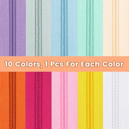 DOITEM 22.2 Yards/ 20 m 10 Pieces Assorted Colors #5 Nylon Coil Zippers - Image 2