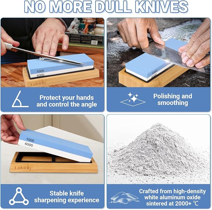 Leking Professional Knife Sharpener & Sharpening Stone Set: 1000/6000 Grit - Image 6
