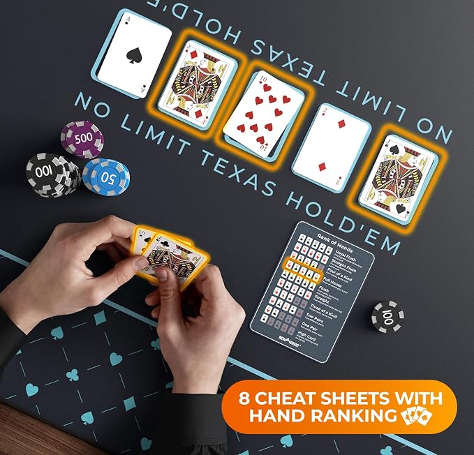Newverest Poker Table Top 70" x 35", Texas Hold'em Poker Mat - Image 5