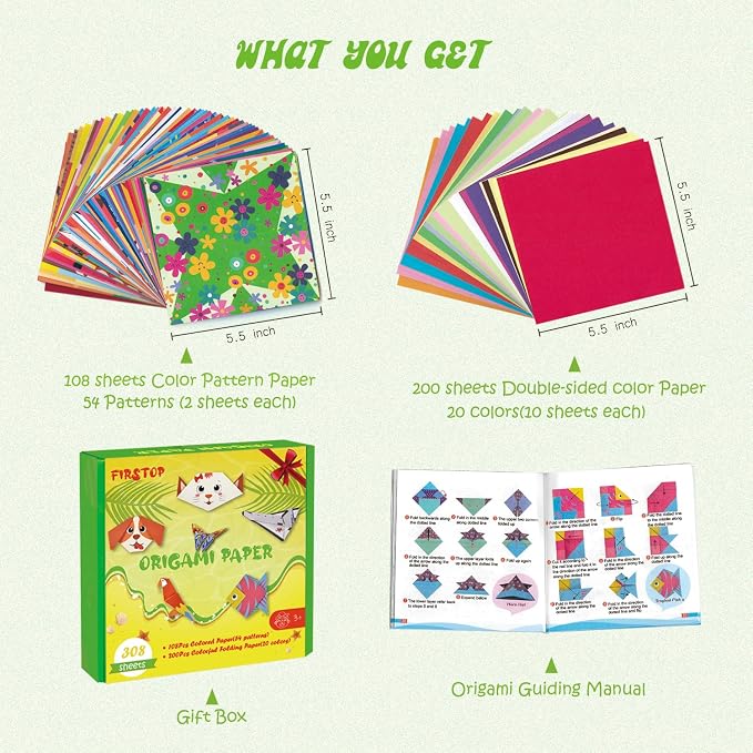 308 Sheets Origami Paper Kit, 5.5inch Craft Origami Set - Image 2