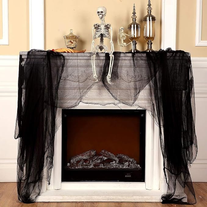 Boao Halloween Cheese cloth 39.37 x 393.7 Inch Black Cheesecloth Roll - Image 4