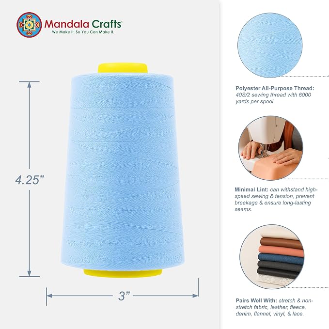 Mandala Crafts 4 Pack of Serger Threads Cones Spools - Image 3