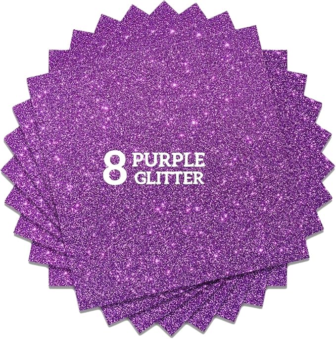 Purple Glitter HTV Heat Transfer Vinyl Bundle 8 sheets-12 x12 Iron on Vinyl by CREATINGISFULFILLING