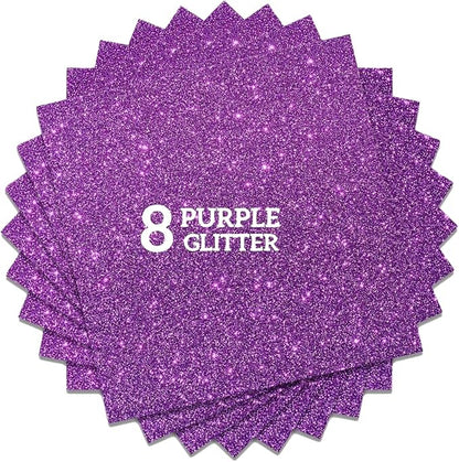Purple Glitter HTV Heat Transfer Vinyl Bundle 8 sheets-12 x12 Iron on Vinyl by CREATINGISFULFILLING