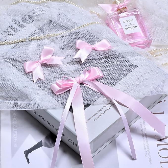 3/8" x 100 Yards Light Pink Polyester Satin Ribbon Single Faced Bulk Fabric - Image 5