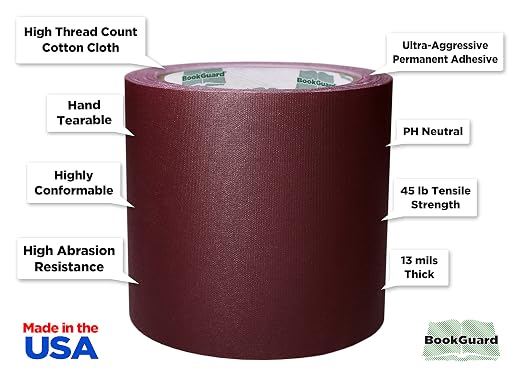 BookGuard 4 inch Premium Bookbinding Repair Cloth Tape, 15 Yard Roll - Image 2