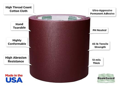 BookGuard 4 inch Premium Bookbinding Repair Cloth Tape, 15 Yard Roll - Image 2