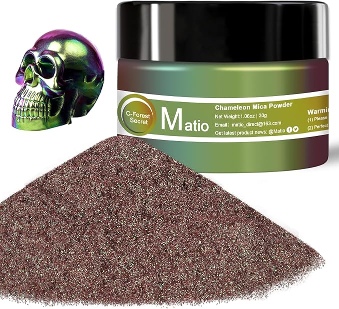 Matio Chameleon Mica Powder, 1.06oz/ 30g Forest Secret Chrome Powder, by Matio