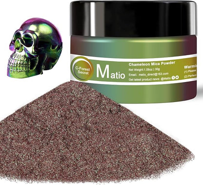 Matio Chameleon Mica Powder, 1.06oz/ 30g Forest Secret Chrome Powder, by Matio