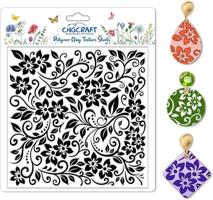 CHGCRAFT Vine Flower Polymer Clay Texture Sheets Single Seamless Plants Floral by chgcraft