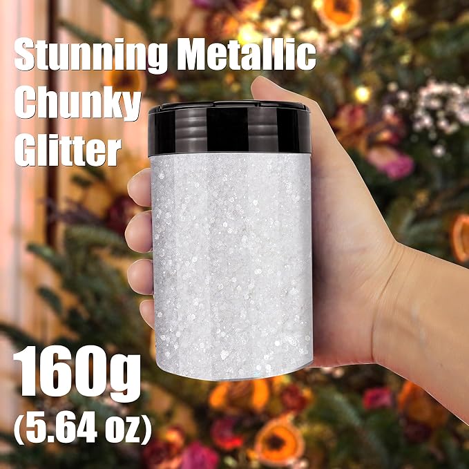 Iridescent Chunky Glitter 5.64oz/160g, Ultra Fine Glitter Powder Mixed Chunky - Image 2