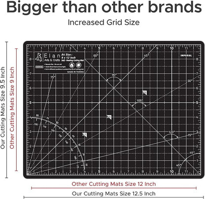 Elan Cutting Mat A4 Black & Taupe, Self Healing Cutting Mat 9x12 Inch, 5-Ply - Image 5
