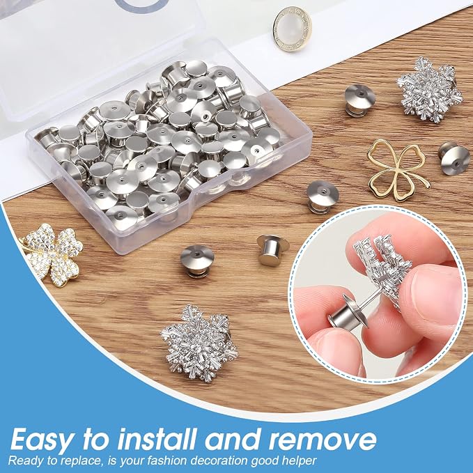 20PCS Locking Pin Back Locking Pin Keeper Clasp, Metal Pin Backing - Image 7