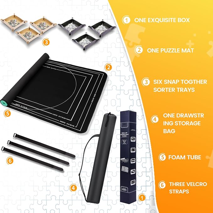 Jigsaw Puzzle Mat Roll Up, Portable Saver Pad 43” x 26” Up to 1500 Pieces - Image 3