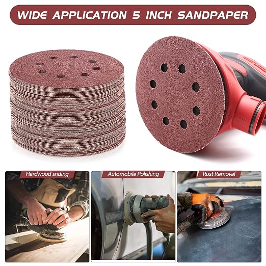 110pcs 5 Inch Sanding Disc, ZEHIQ 8 Hole Hook and Loop Sandpaper Assortment 40 - Image 7