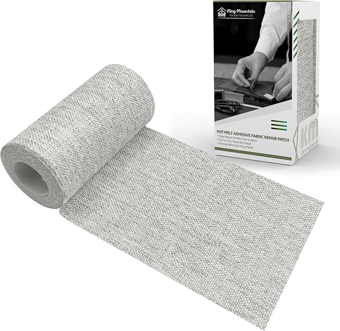 King Mountain Premium Linen Fabric Iron-on Repair Patch, Inside&Outside Fabric by ForABetterHomeLife