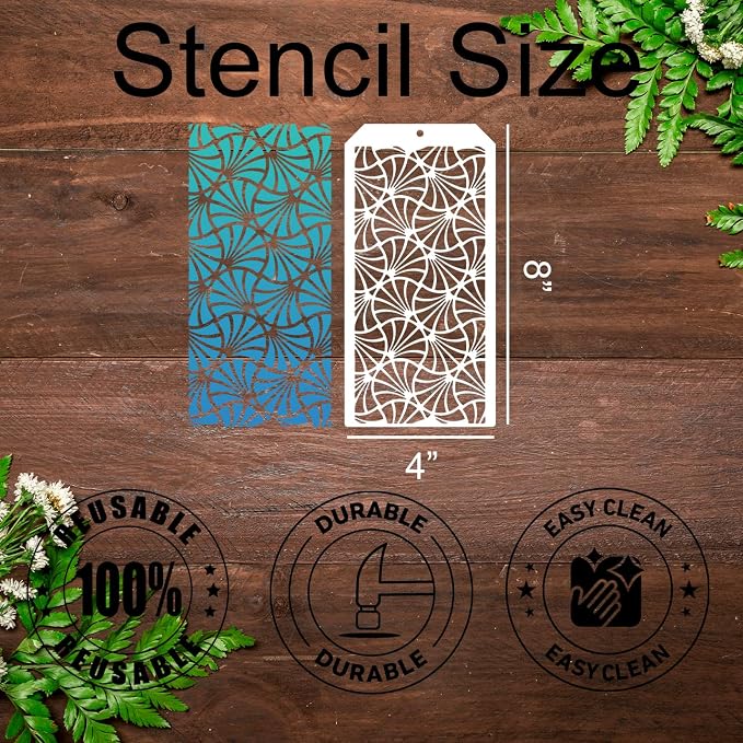Stencils for Crafts Reusable Texture Stencils for Painting 8x4inch Background - Image 2