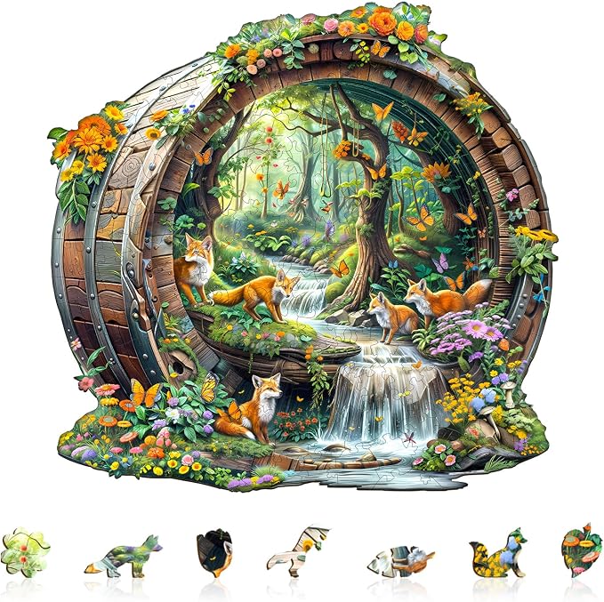 Wooden Puzzles for Adults, Fox Wooden Jigsaw Puzzle for Adults, Birthday Party by KAAYEEDirect