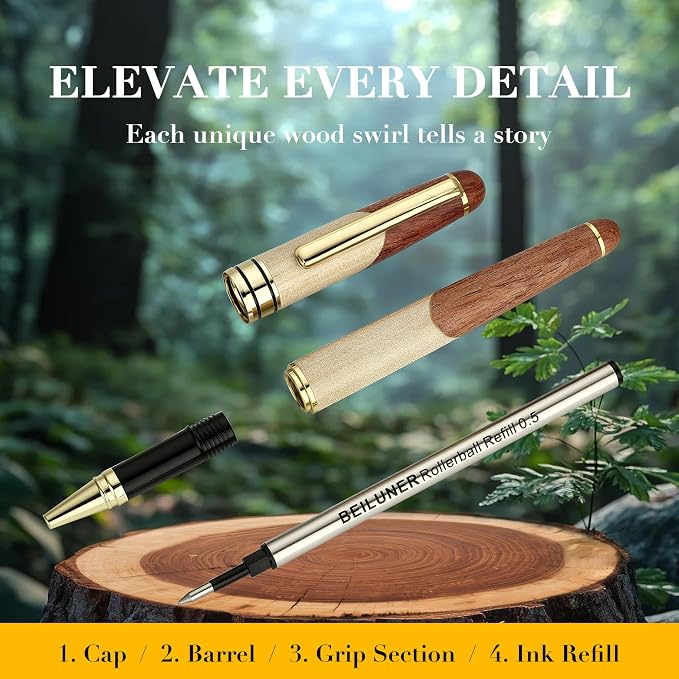 BEILUNER Luxury Wood Ballpoint Pen Writing Set, Maple-Elegant Fancy Nice Gift - Image 6